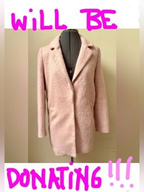Soft pink wool blend dress coat